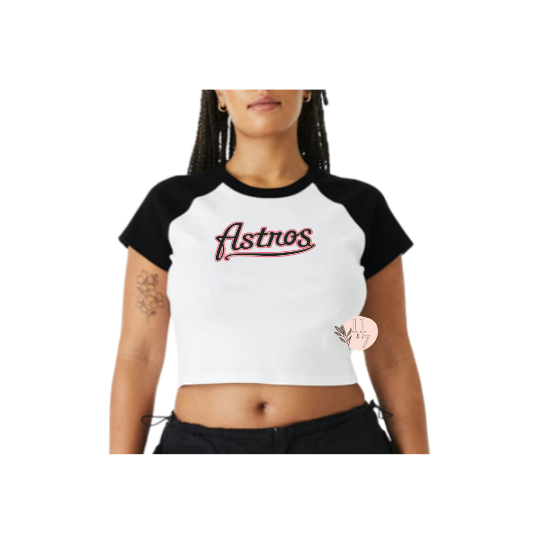 Pink Astros Script Baby Tee #1