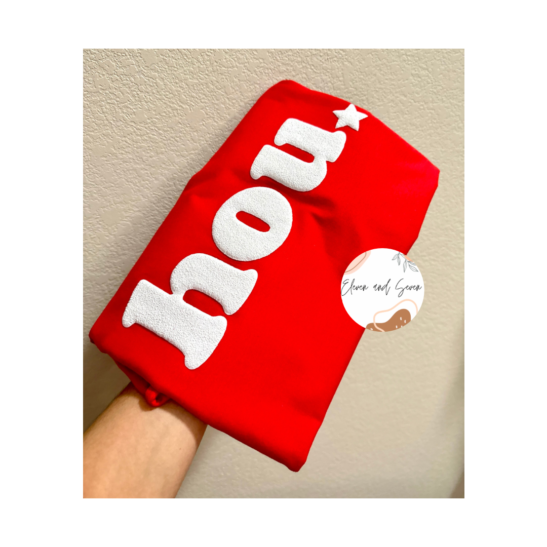 Hou Puff (white w/red)