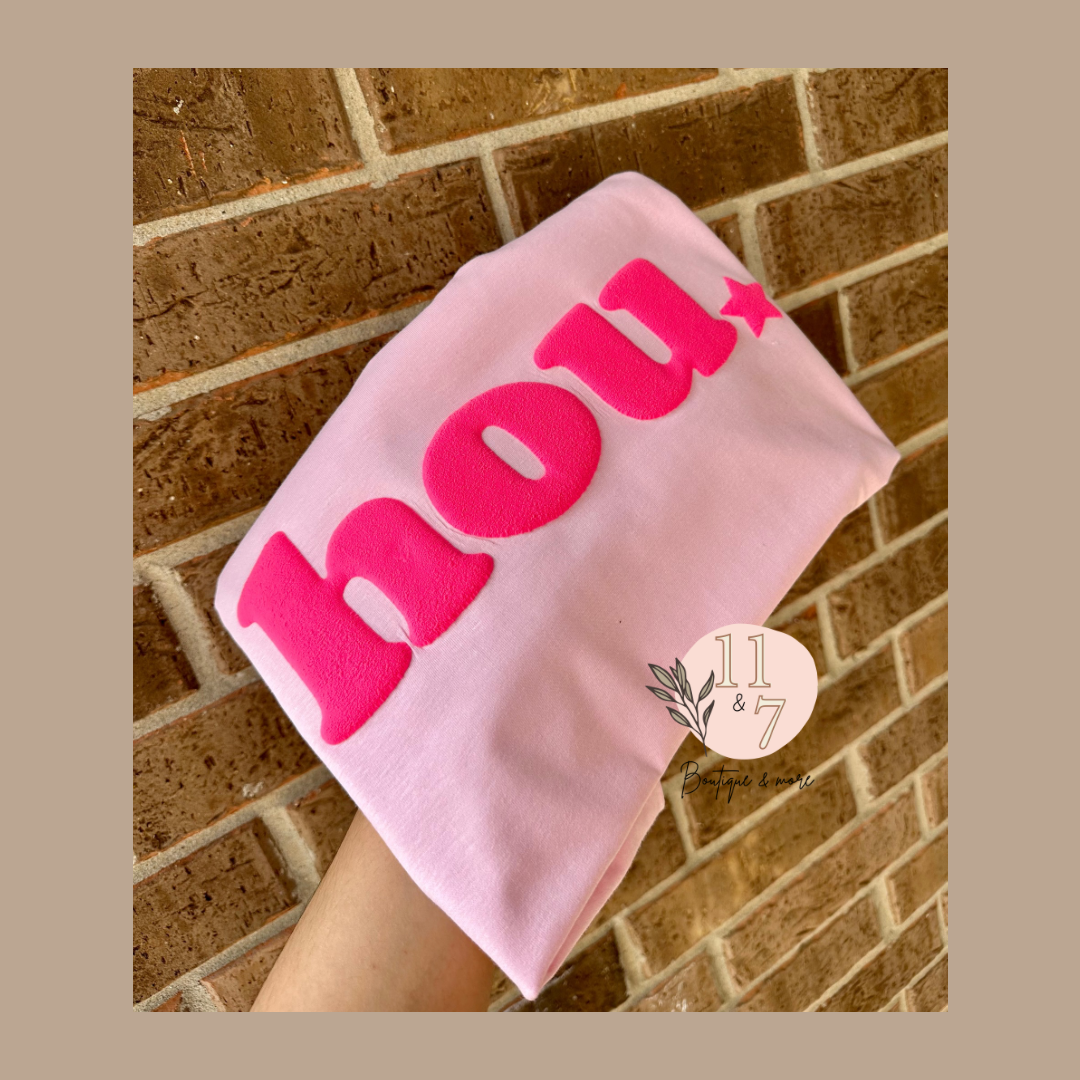 Hou Puff (Hot pink w/Light pink)