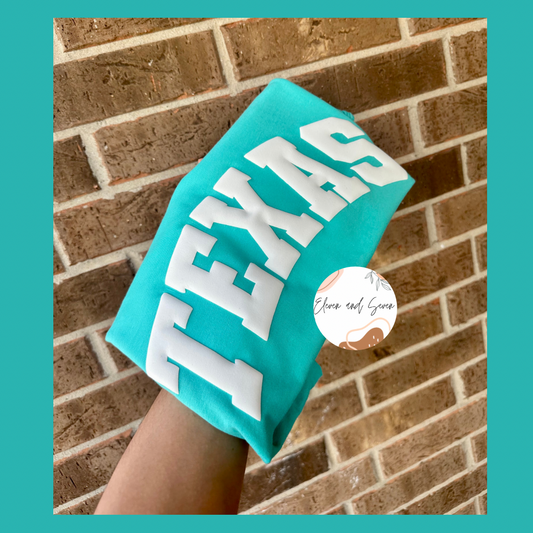 Texas Puff (white w/ teal)