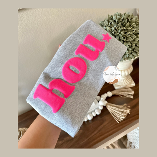 Hou Puff (Hot pink w/Light gray)