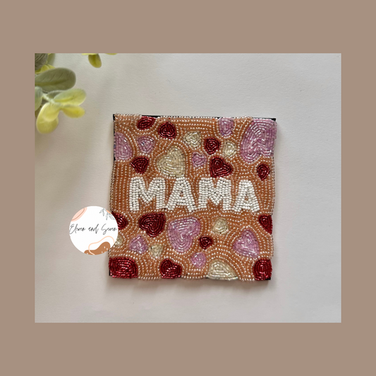 Mama Beaded Coaster (pink)