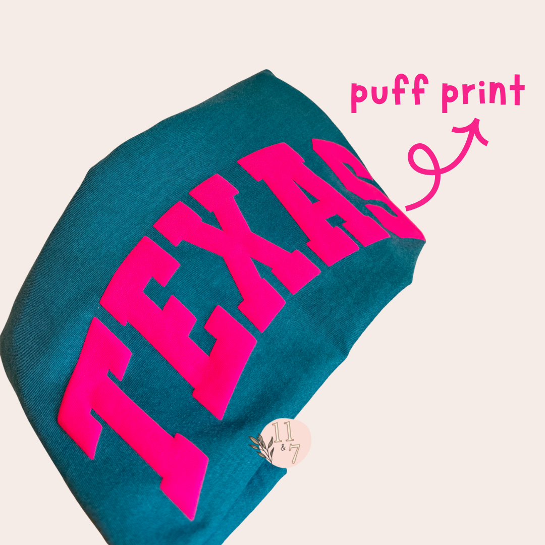 Texas Puff (Dark Teal w/ Hot Pink)