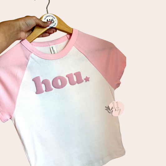 HOU Puff Baby Tee (Pink w/Pink)