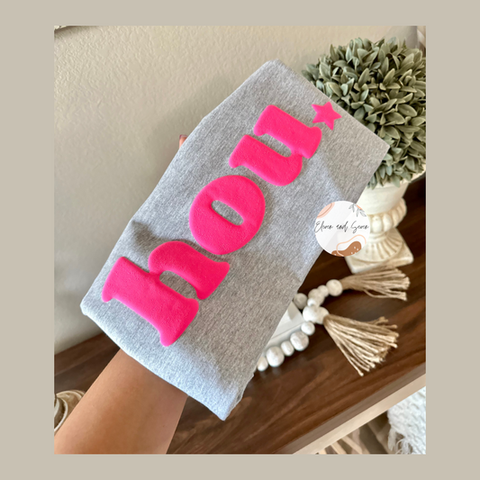 Hou Puff (Light gray w/hot pink )