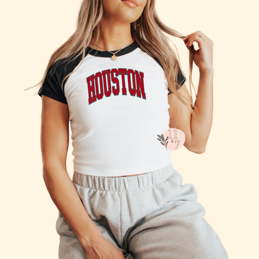 HOUSTON Baby Tee #2 (red/gray)