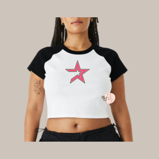 Pink Retro Star Baby Tee #1