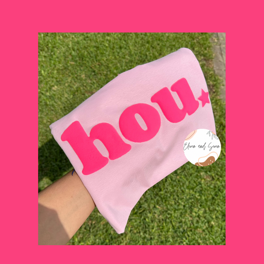 Hou Puff (light pink w/ hot pink)