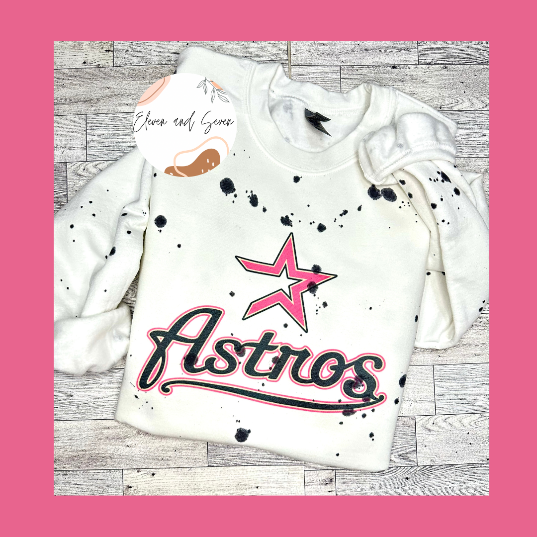 Pink Retro Astros (black splatter)